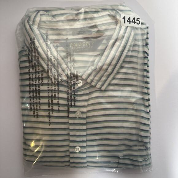 Polo Golf Ralph Lauren Stretch Lisle Men's XL TG Polo Shirt Green Striped - Picture 12 of 12